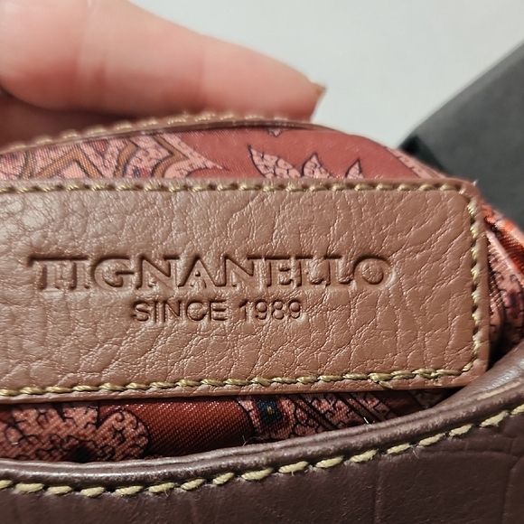 Tignanello Brown Crocodile-Embossed Crossbody Bag - Picture 2 of 6